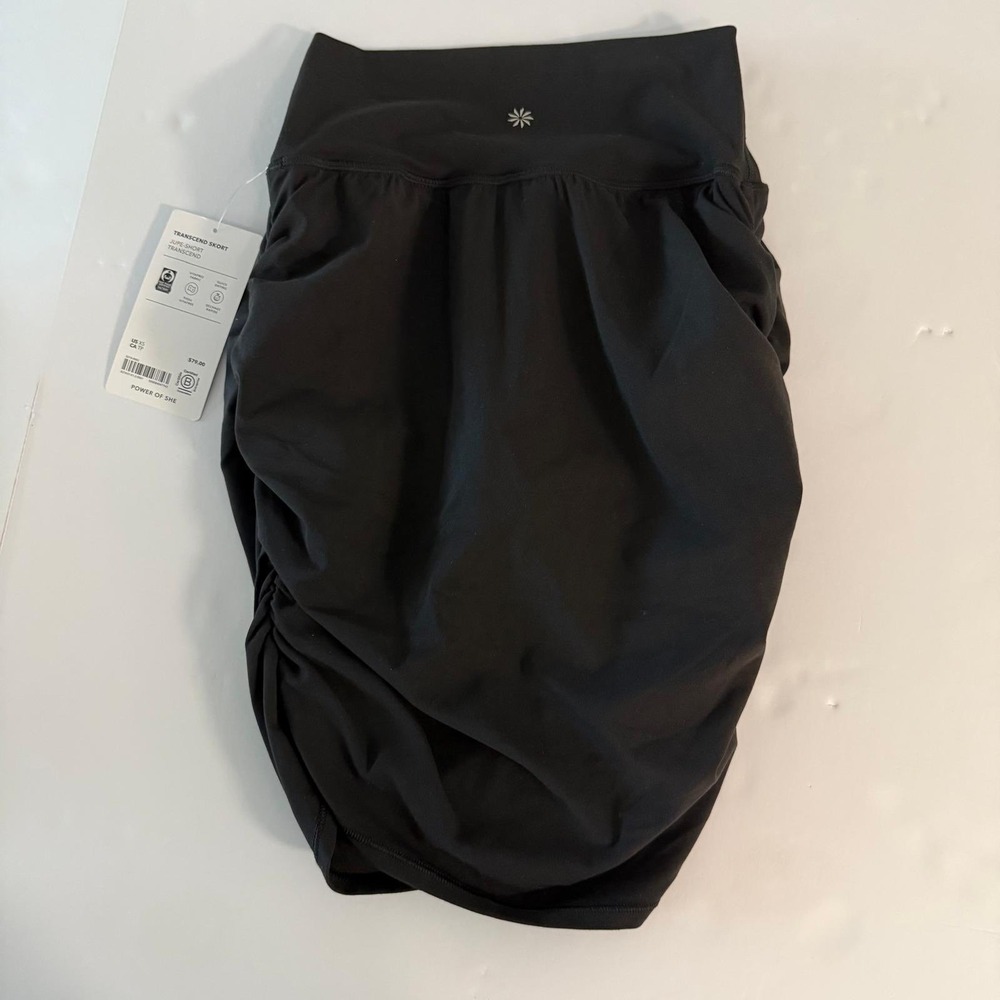 Athleta Transcend Skort Black High Rise Ruched Athletic Skirt Size XS
